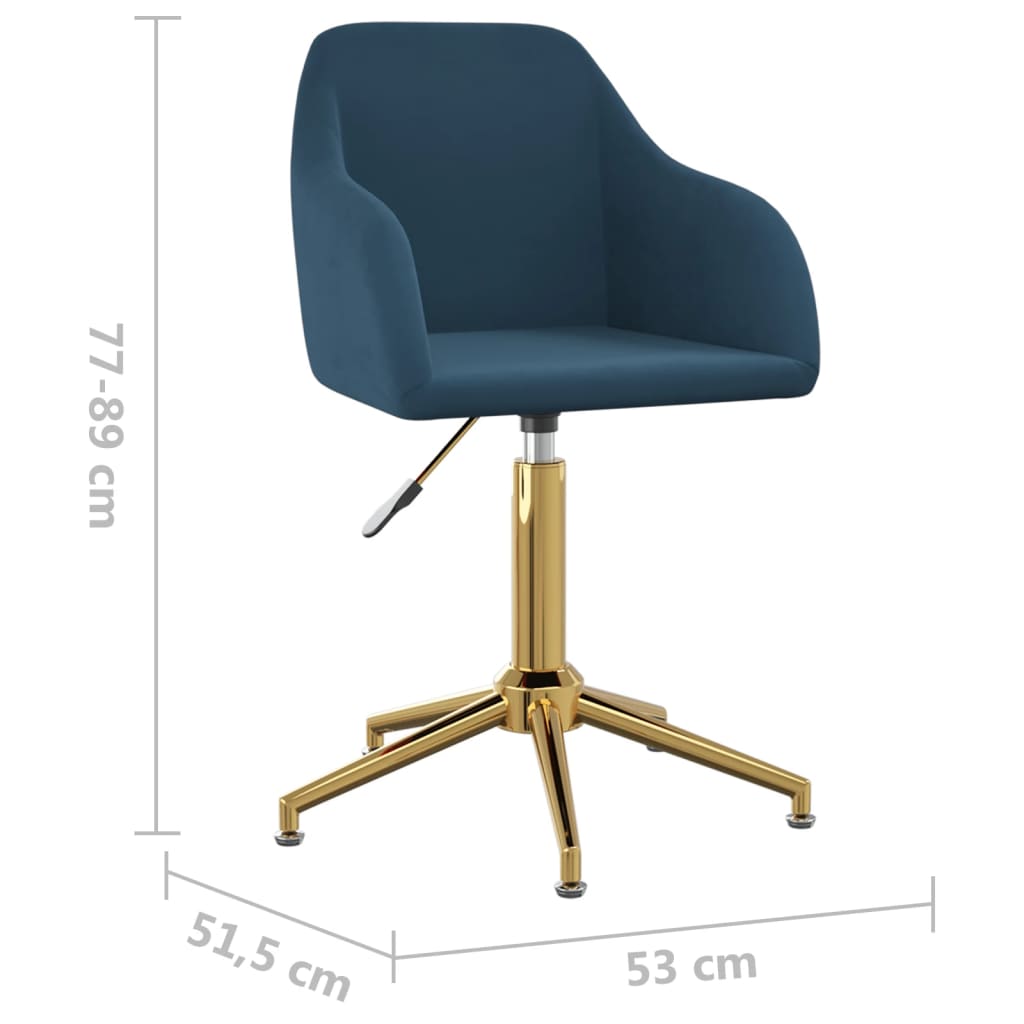 vidaXL Obrotowe krzesła stołowe, 2 szt., niebieskie, obite aksamitem