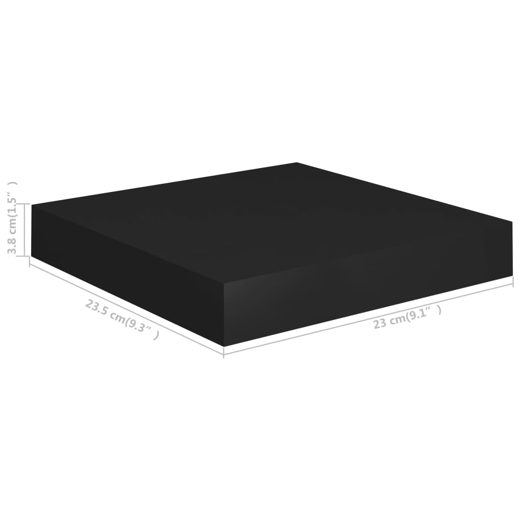 vidaXL Półki ścienne, 2 szt., czarne, 23 x 23,5 x 3,8 cm, MDF