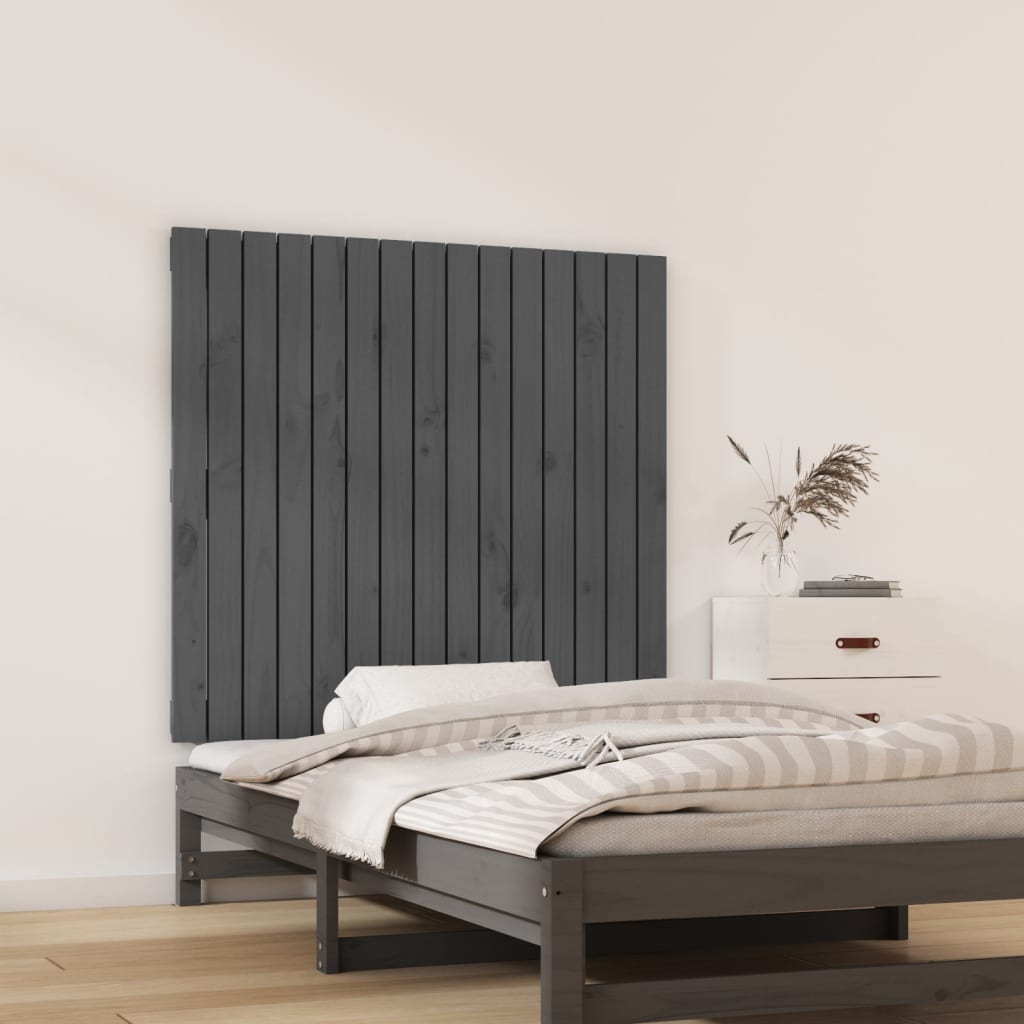 vidaXL Wezgłowie łóżka, szare, 95,5x3x90 cm, lite drewno sosnowe