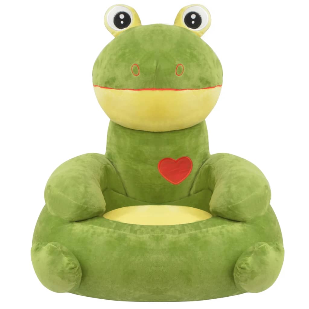 vidaXL Fotel dla dzieci żaba, pluszowy, zielony