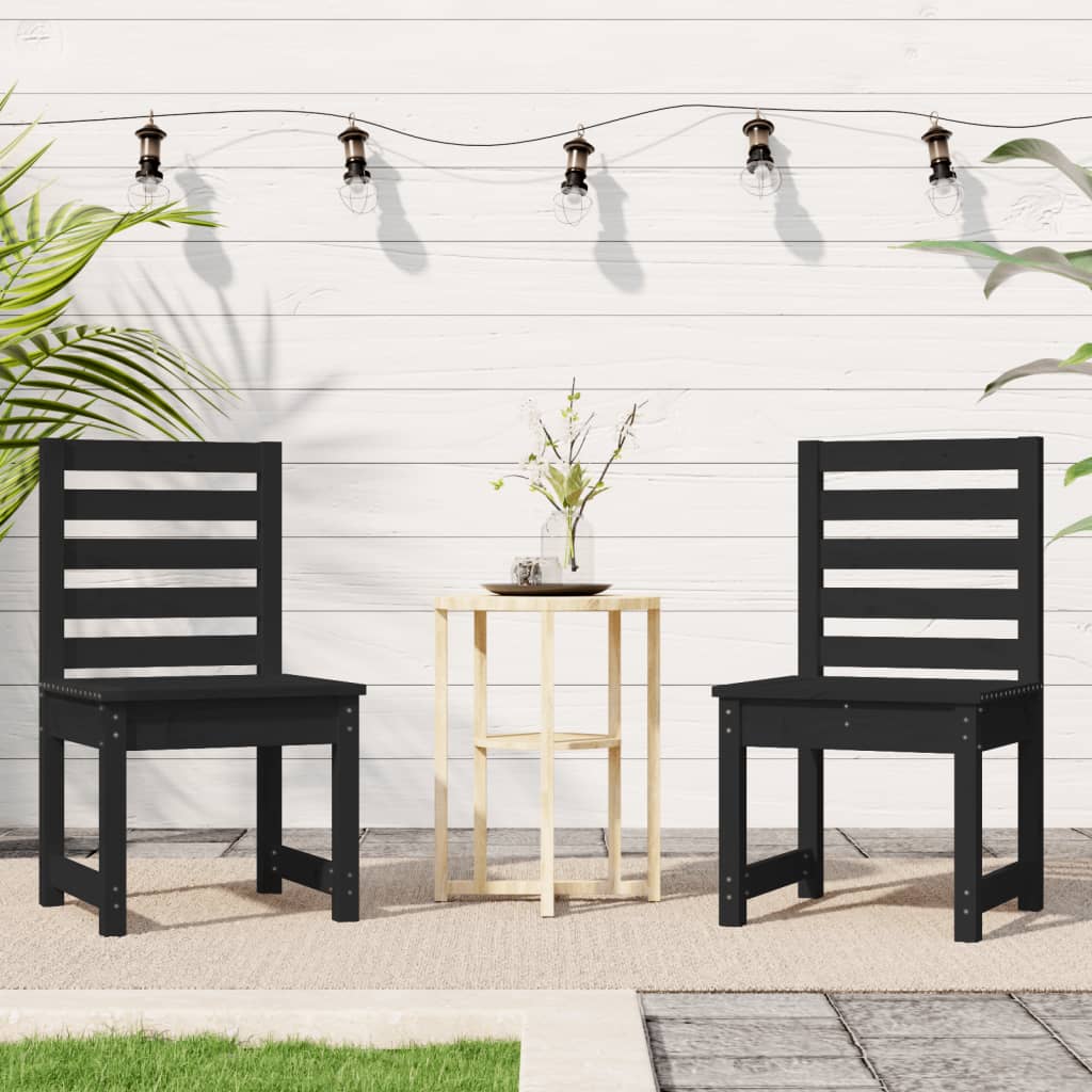 vidaXL Krzesła ogrodowe, 2 szt., czarne, 50x48x91,5 cm, lita sosna