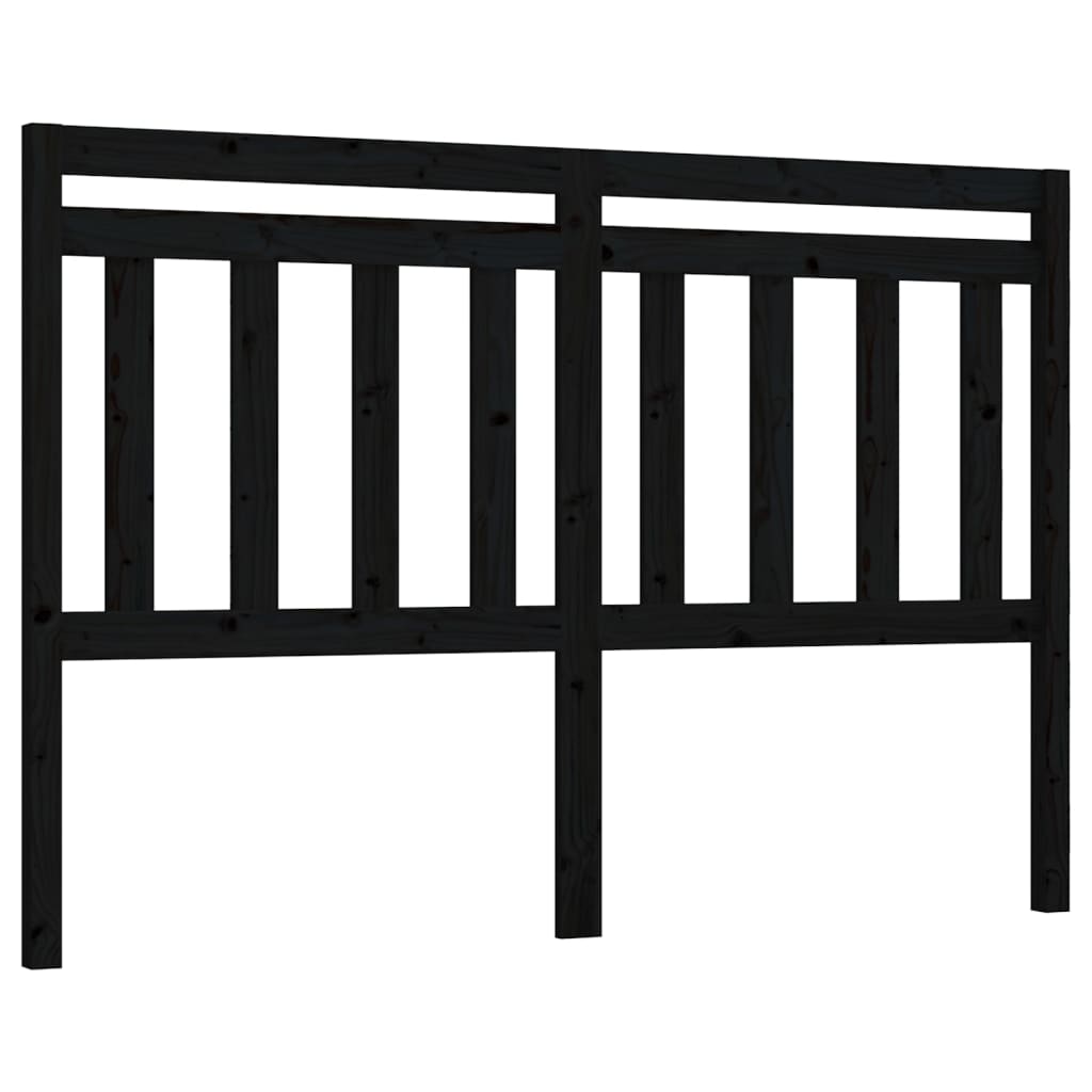 vidaXL Wezgłowie łóżka, czarne, 126x4x100 cm, lite drewno sosnowe
