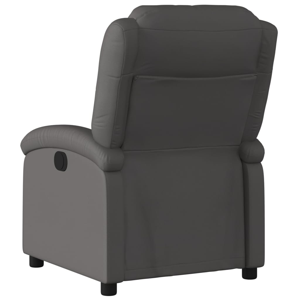 vidaXL Elektryczny fotel rozkładany, szary, obity skórą naturalną