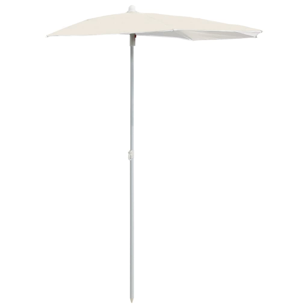 vidaXL Półokrągły parasol ogrodowy na słupku, 180x90 cm, piaskowy