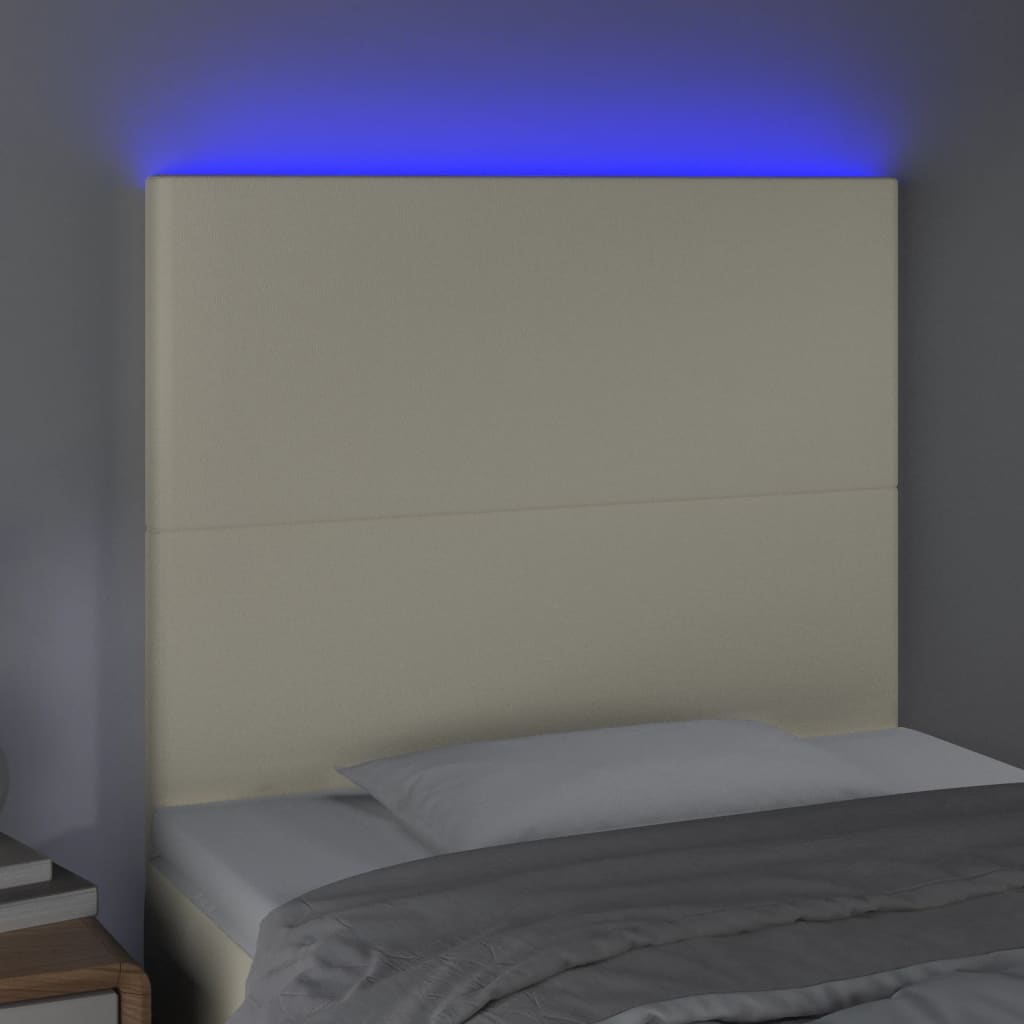 vidaXL Zagłówek do łóżka, kremowy, 90x5x118/128 cm, sztuczna skóra