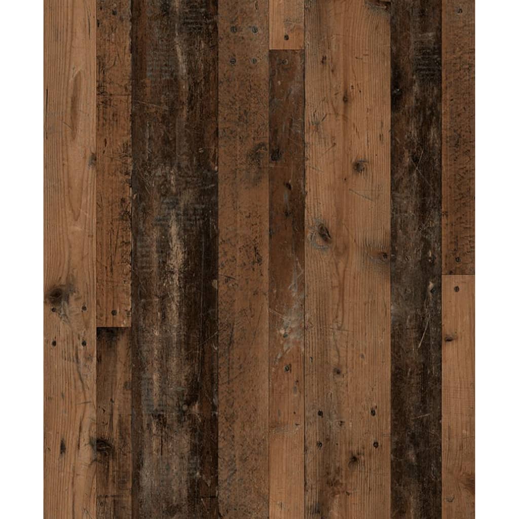 FMD Półka wisząca narożna, postarzane ciemne drewno i matera