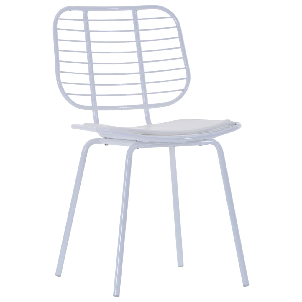 vidaXL Krzesła z siedziskami ze sztucznej skóry, 4 szt., białe, stal