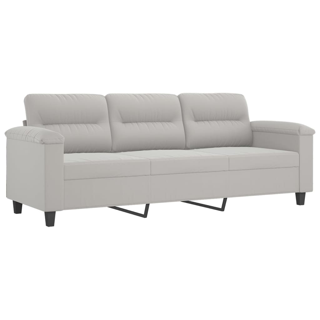 vidaXL 3-os. sofa z podnóżkiem, jasnoszara, 180 cm, obita mikrofibrą
