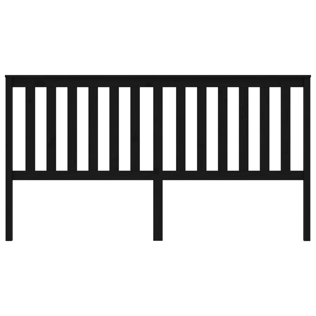 vidaXL Wezgłowie łóżka, czarne, 186x6x101 cm, lite drewno sosnowe