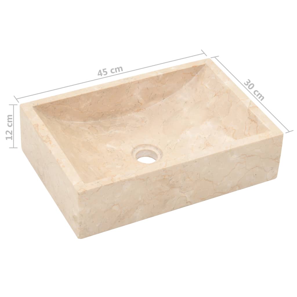 vidaXL Szafka łazienkowa z marmurową, kremową umywalką, drewno tekowe