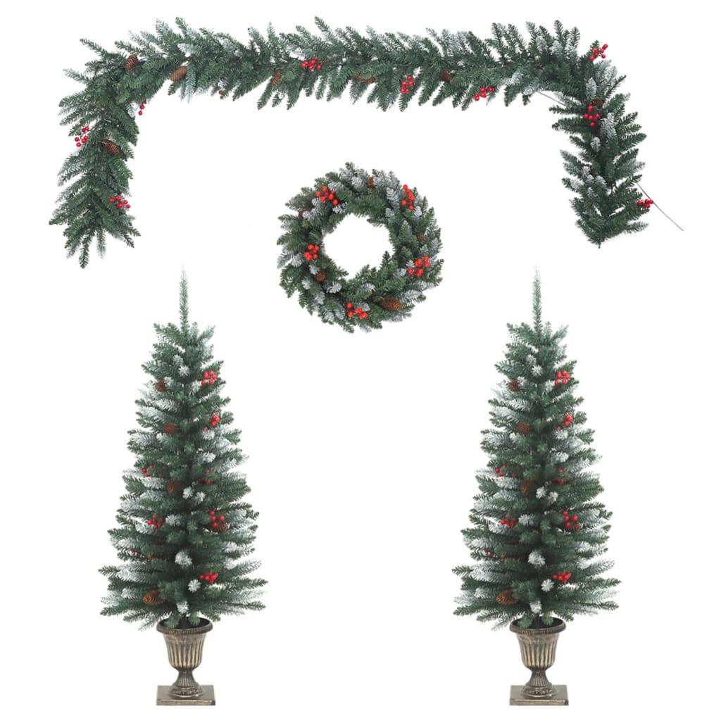vidaXL 4-cz. zestaw dekoracji świątecznych na drzwi wejściowe, PVC