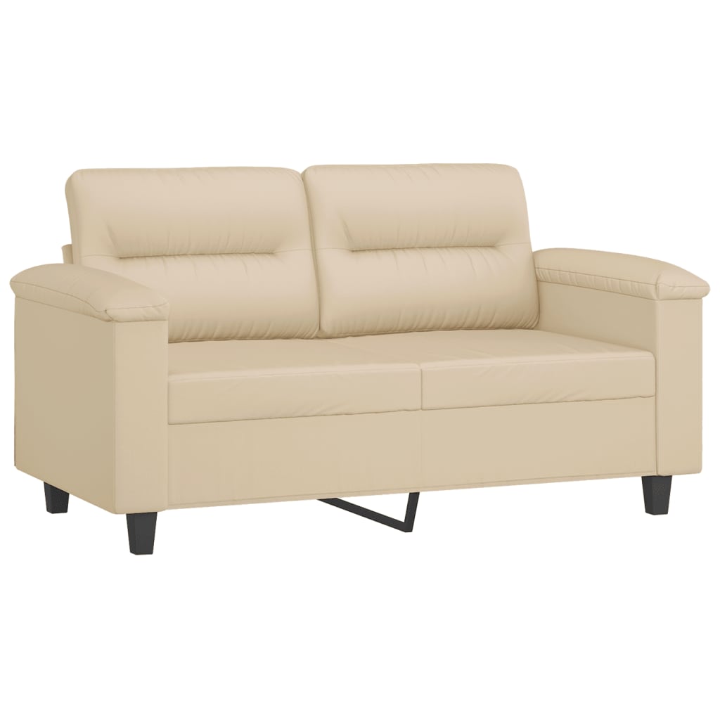 vidaXL 2-osobowa sofa z poduszkami, kremowa, 120 cm, mikrofibra
