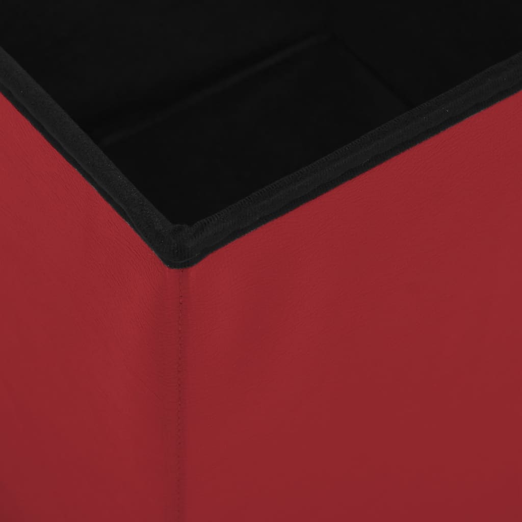 vidaXL Składany stołek ze schowkiem, winna czerwień, PVC