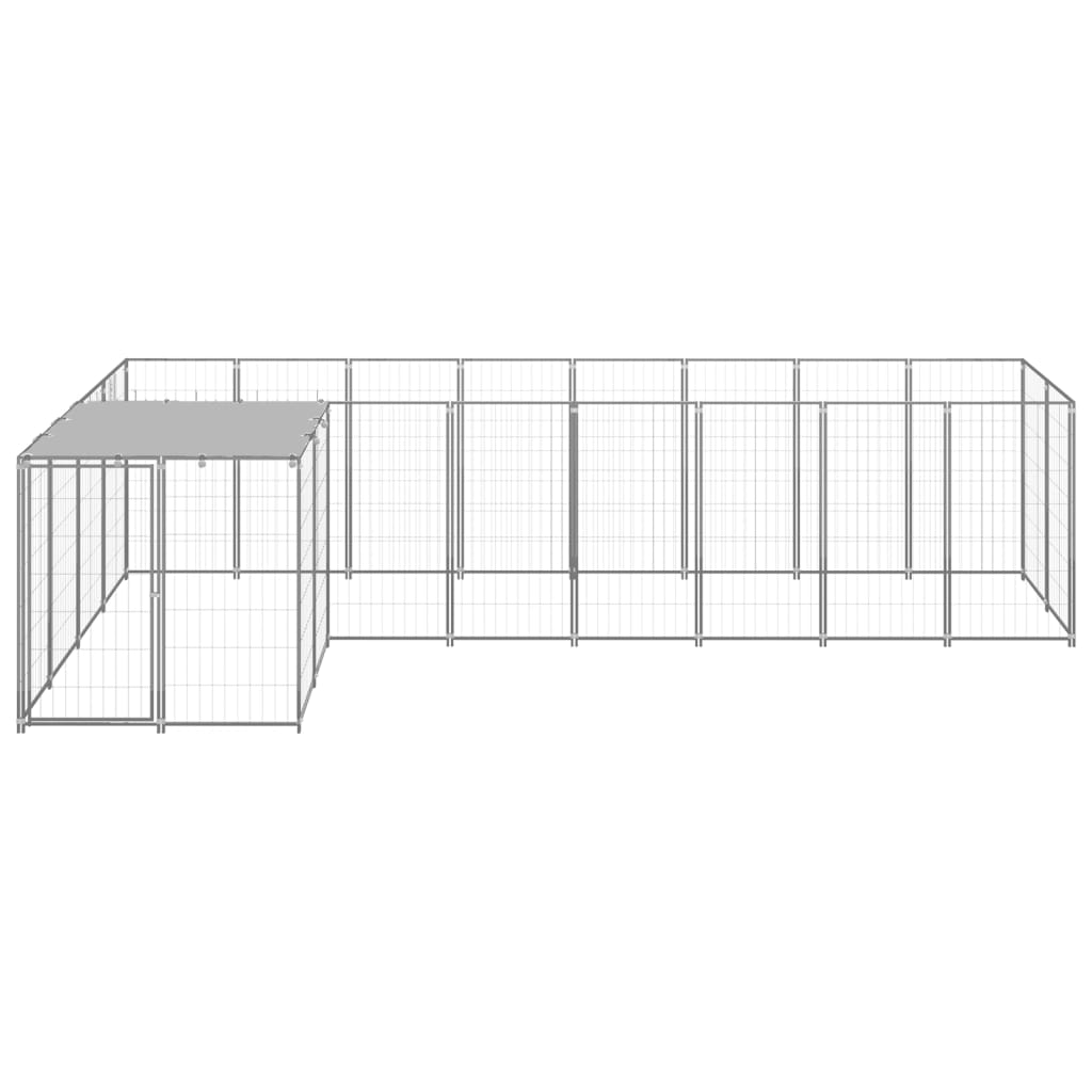 vidaXL Kojec dla psa, srebrny, 6,05 m², stalowy