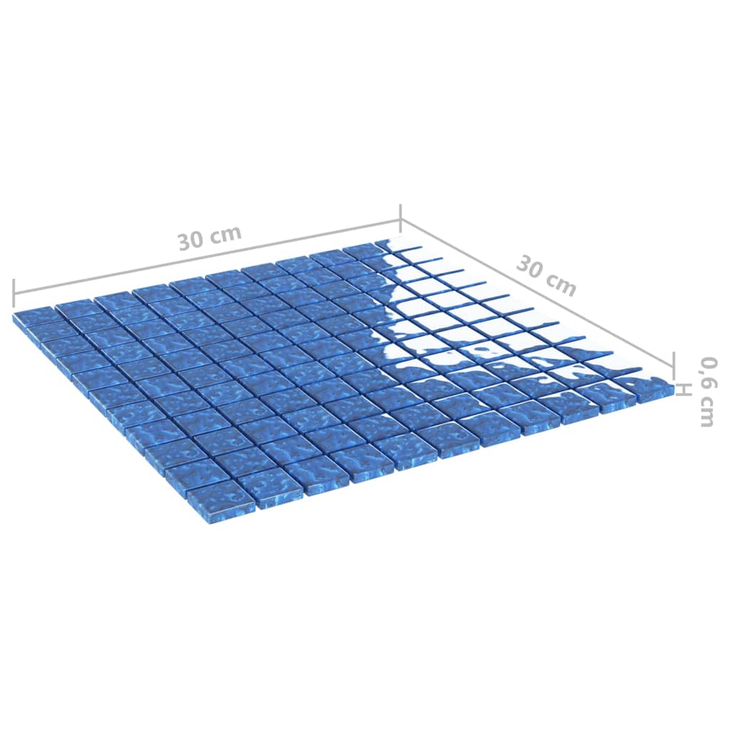 vidaXL Płytki mozaikowe, 22 szt., niebieskie, 30x30 cm, szkło