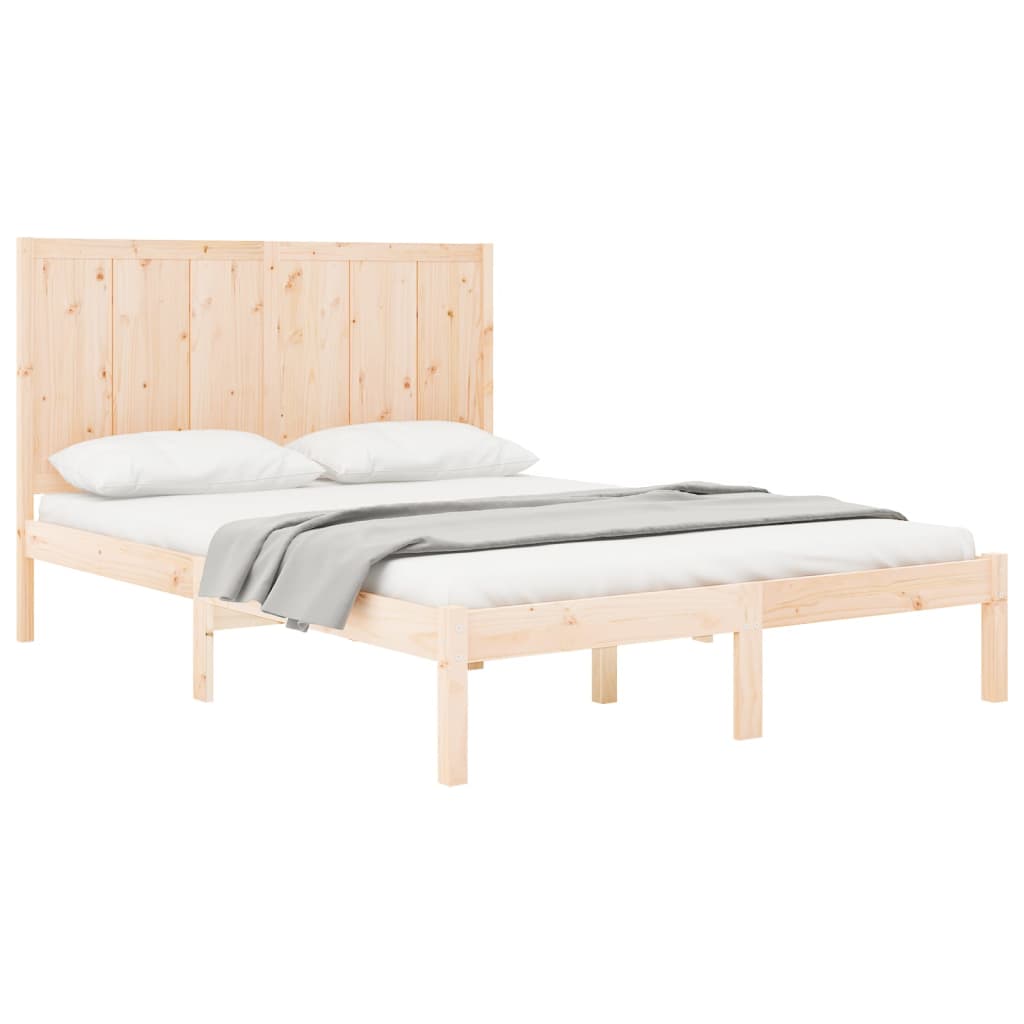 vidaXL Rama łóżka, lite drewno sosnowe, 135x190 cm, podwójna