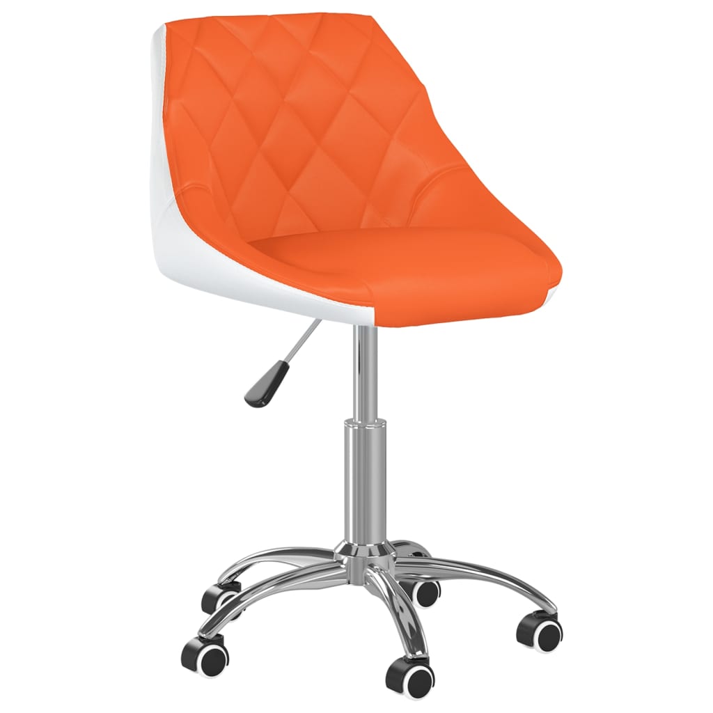 vidaXL Obrotowe krzesła stołowe, 2 szt., pomarańczowo-białe, ekoskóra