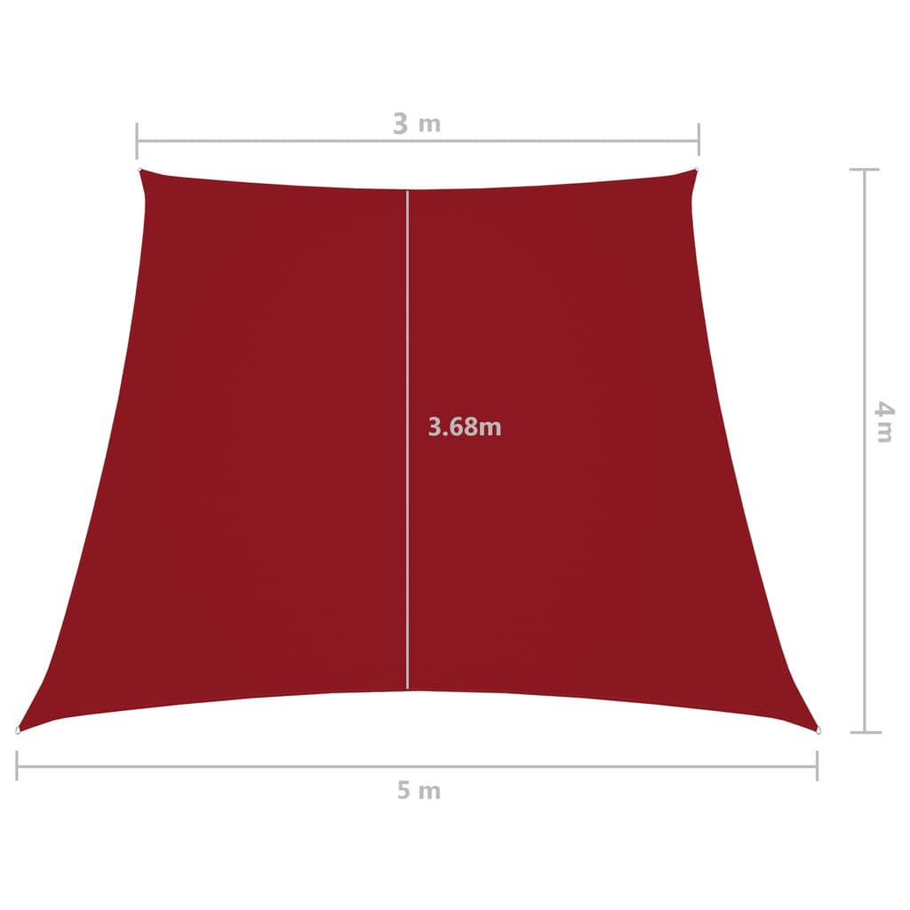 vidaXL Trapezowy żagiel ogrodowy, tkanina Oxford, 3/5x4 m, czerwony