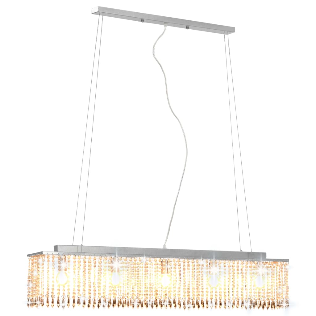 vidaXL Lampa sufitowa z kryształowymi koralikami, srebrna, 104 cm, E14