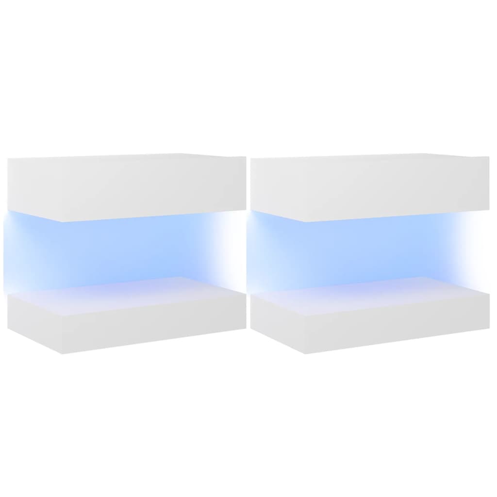 vidaXL Szafki nocne z LED, 2 szt., białe, 60x35 cm