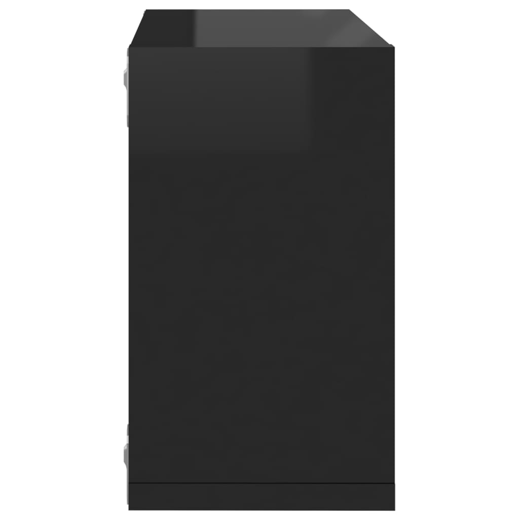 vidaXL Półki ścienne kostki, 2 szt., czarne z połyskiem, 26x15x26 cm