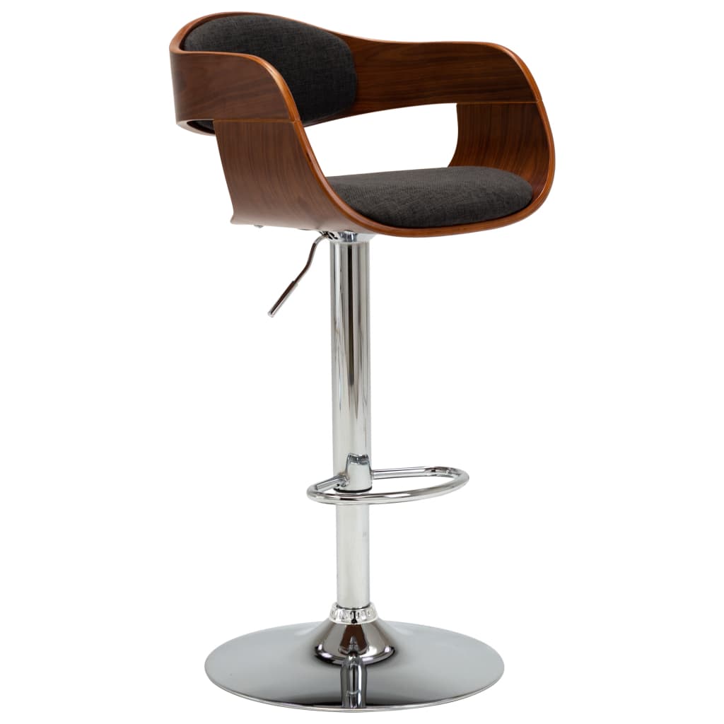vidaXL Krzesło barowe, szare, gięte drewno i tkanina