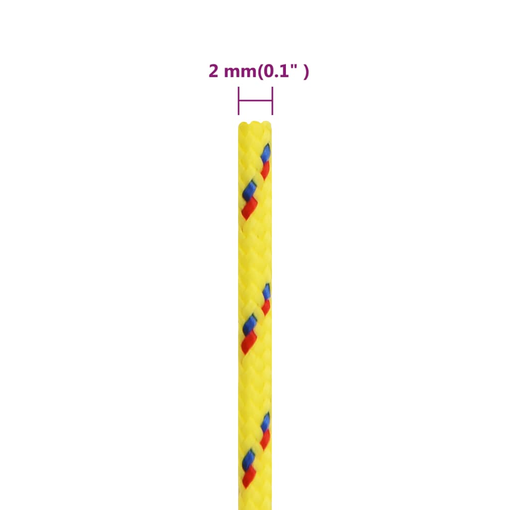 vidaXL Linka żeglarska, żółta, 2 mm, 25 m, polipropylen