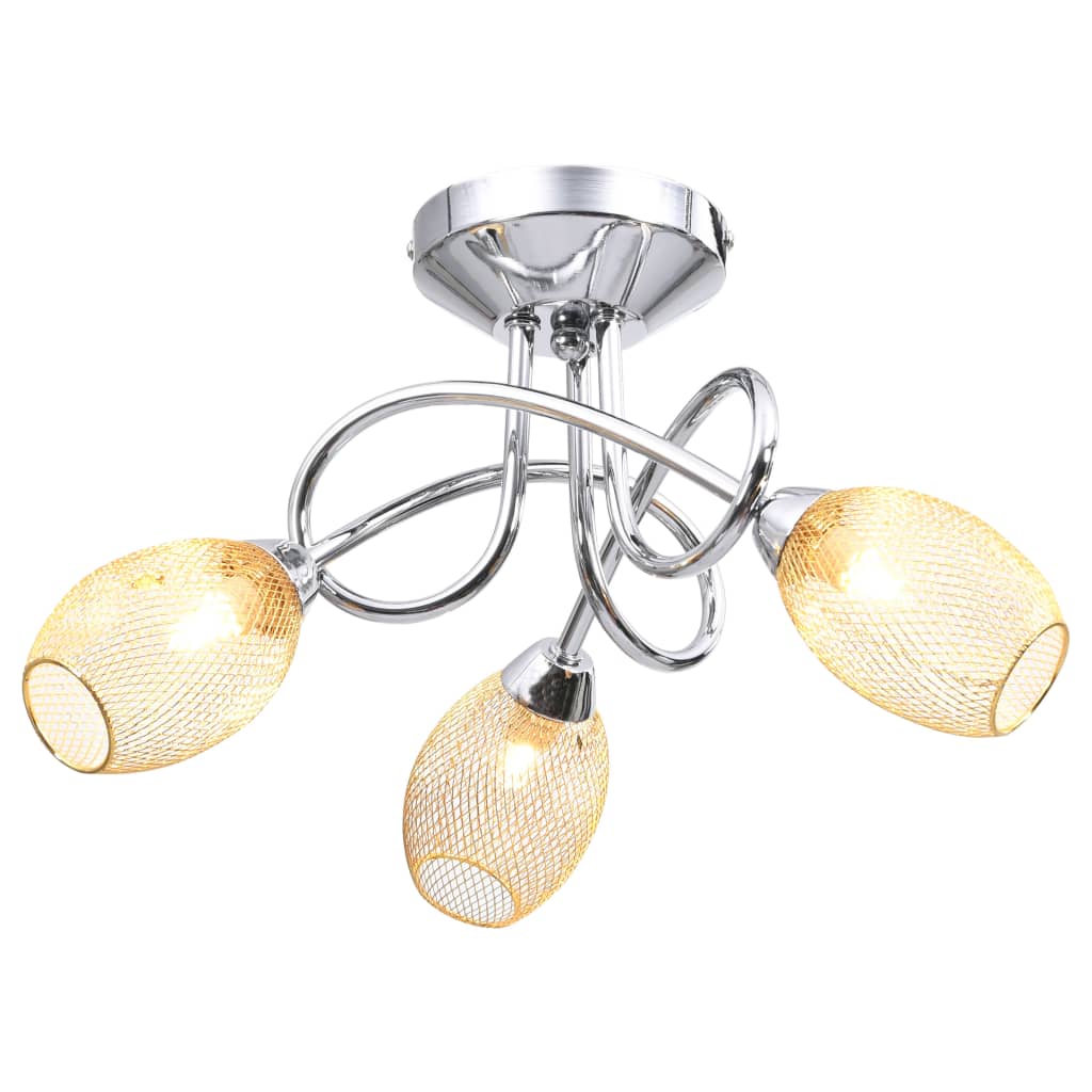 vidaXL Lampa sufitowa z pozłacanymi kloszami na 3 żarówki G9