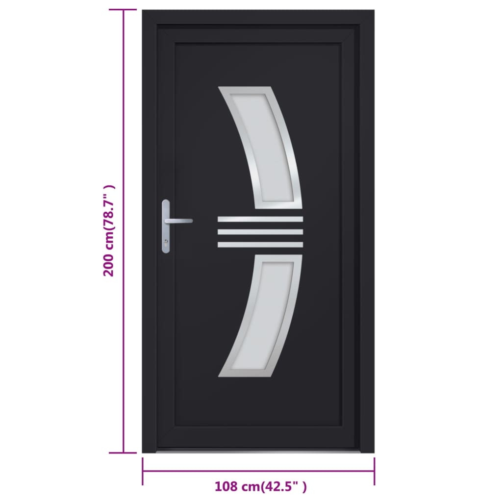 vidaXL Drzwi wejściowe, antracytowe, 108x200 cm, PVC