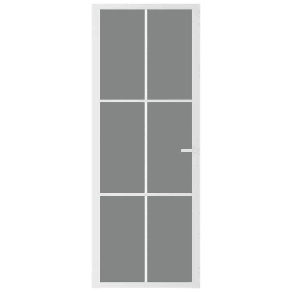 vidaXL Drzwi wewnętrzne, 76x201,5 cm, białe, szkło ESG i aluminium