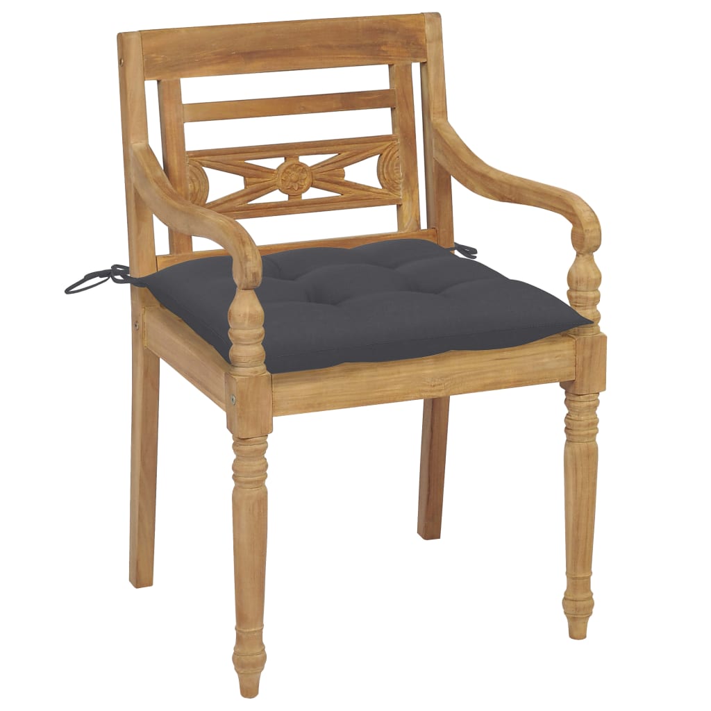 vidaXL Krzesła Batavia z antracytowymi poduszkami, 2 szt., tekowe