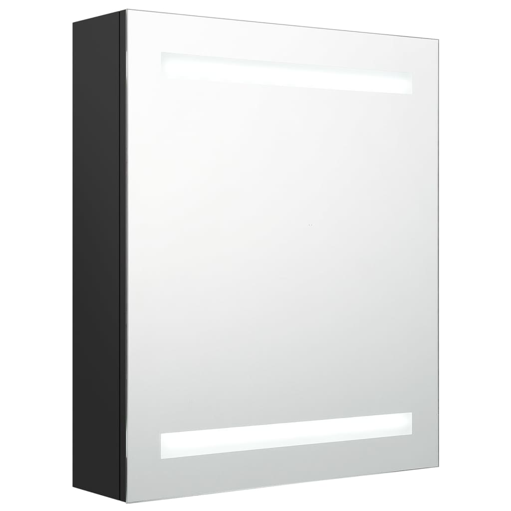 vidaXL Szafka łazienkowa z lustrem i LED, czarna, 50x14x60 cm