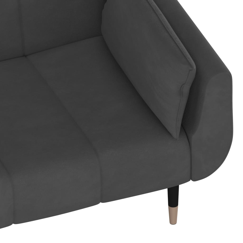 vidaXL 2-osobowa kanapa z 2 poduszkami, ciemnoszara, aksamitna