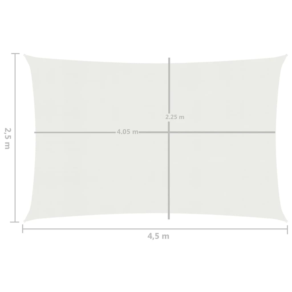 vidaXL Żagiel przeciwsłoneczny, 160 g/m², biały, 2,5x4,5 m, HDPE