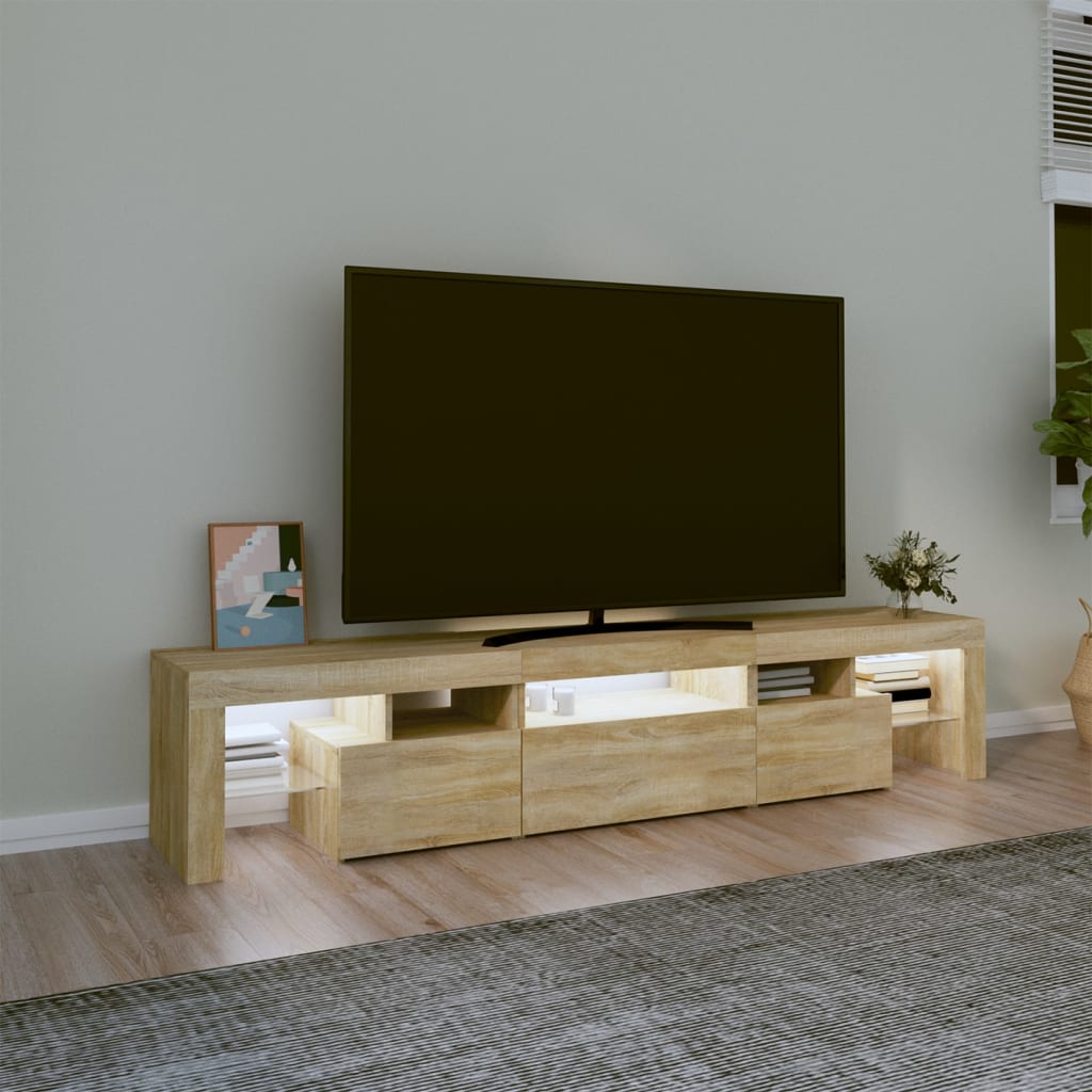 vidaXL Szafka pod TV z oświetleniem LED, dąb sonoma 200x36,5x40 cm