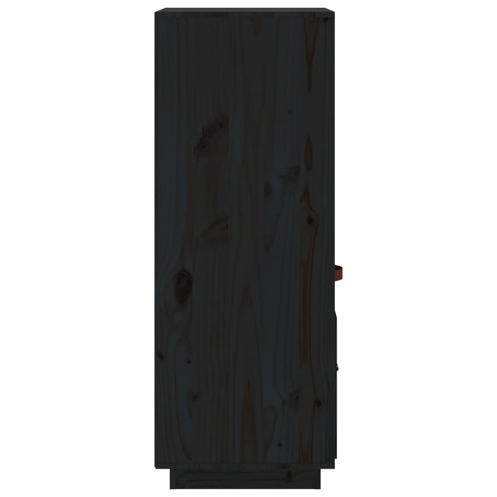 vidaXL Kredens, czarny, 34x40x108,5 cm, lite drewno sosnowe