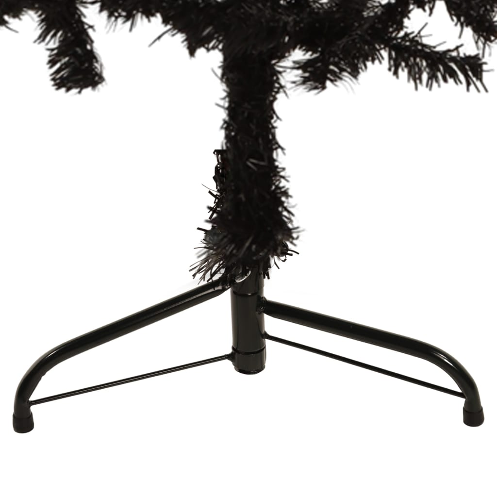 vidaXL Smukła choinka połówka ze stojakiem, sztuczna, czarna, 150 cm