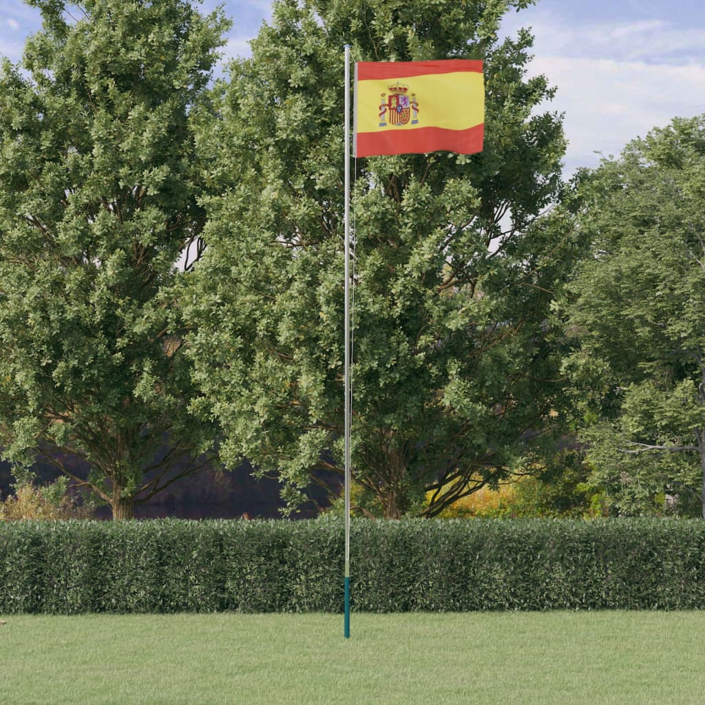 vidaXL Flaga Hiszpanii z masztem, 6,23 m, aluminium