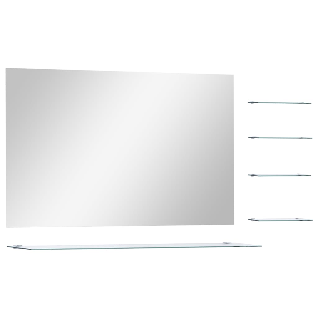 vidaXL Lustro ścienne z półką, 100x60 cm, hartowane szkło