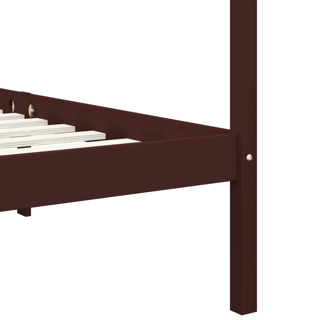 vidaXL Rama łóżka z baldachimem, ciemnobrązowa, lita sosna, 180x200 cm