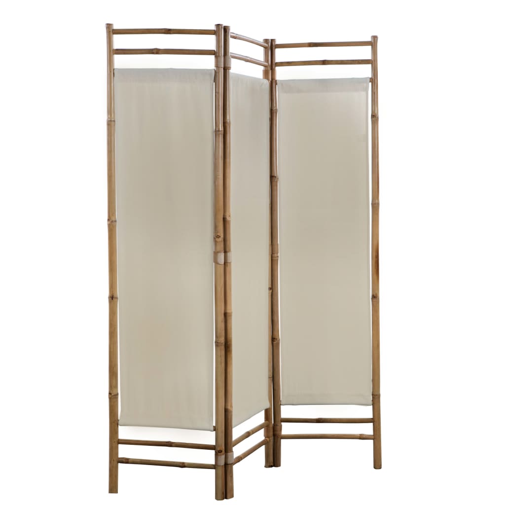 vidaXL 3-panelowy, składany parawan bambus i płótno, 120 cm
