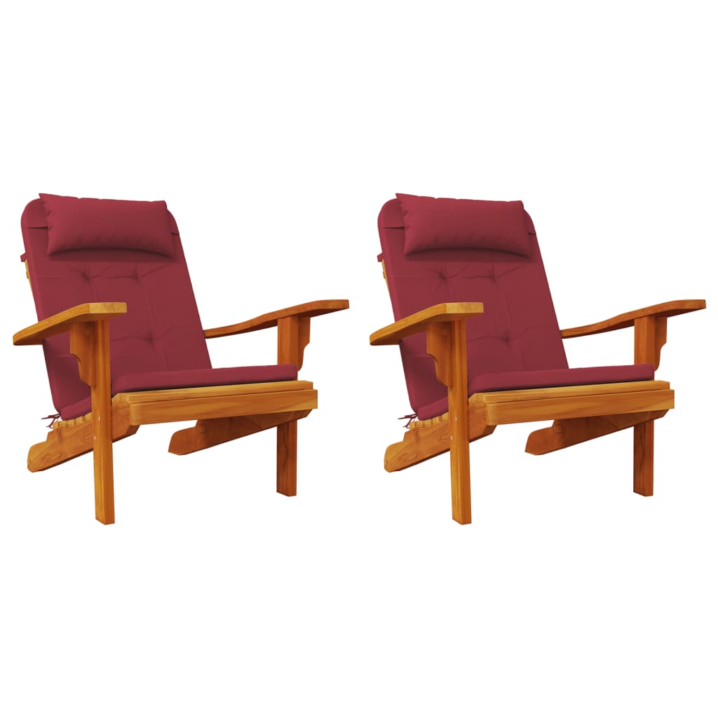 vidaXL Poduszki na krzesła Adirondack, 2 szt., winna czerwień, Oxford