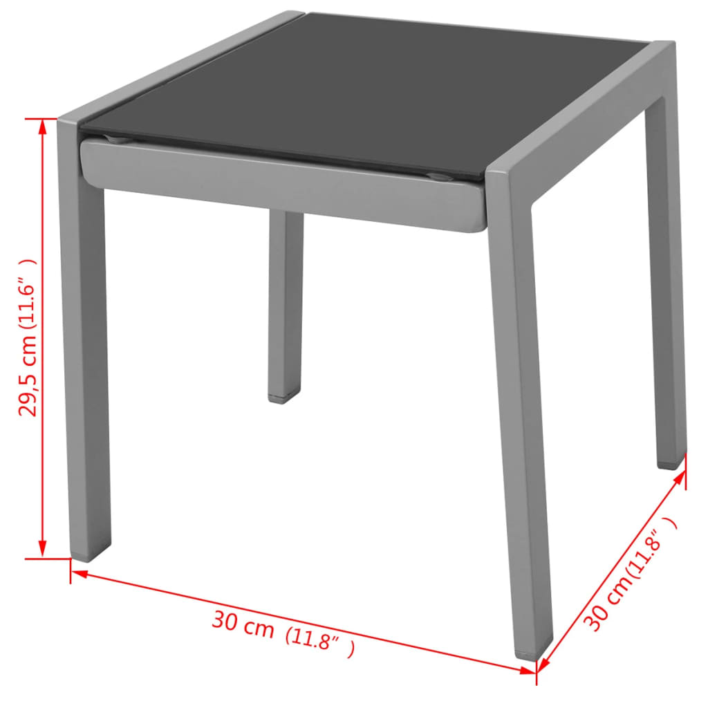 vidaXL Leżaki ze stolikiem, aluminium, czarny