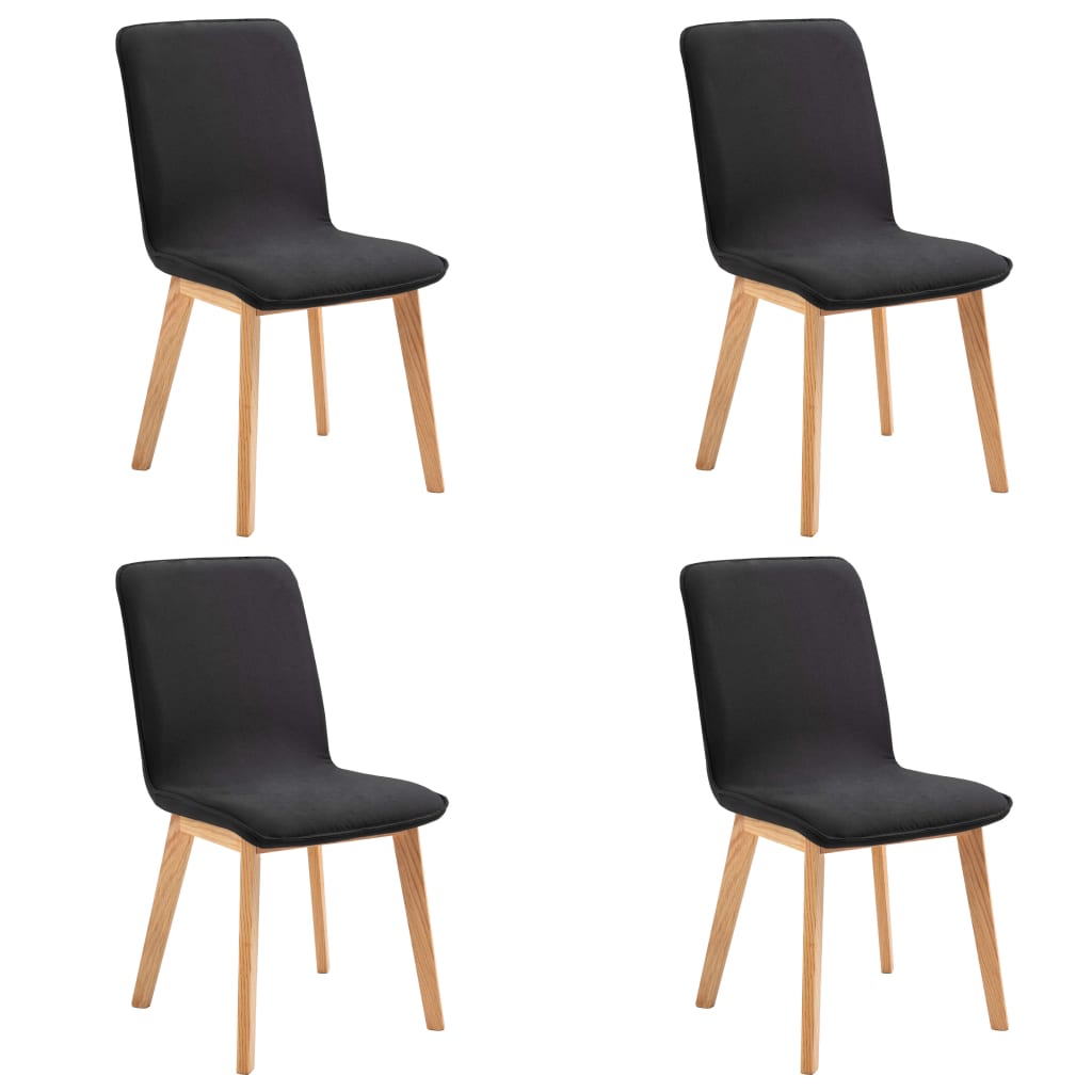 vidaXL Krzesła do jadalni, 4 szt., czarne, tkanina i lity dąb