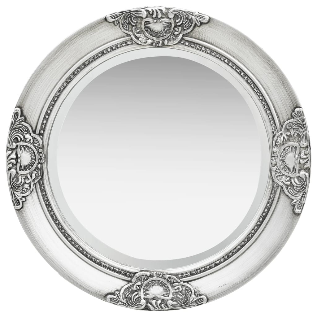 vidaXL Lustro ścienne w stylu barokowym, 50 cm, srebrne