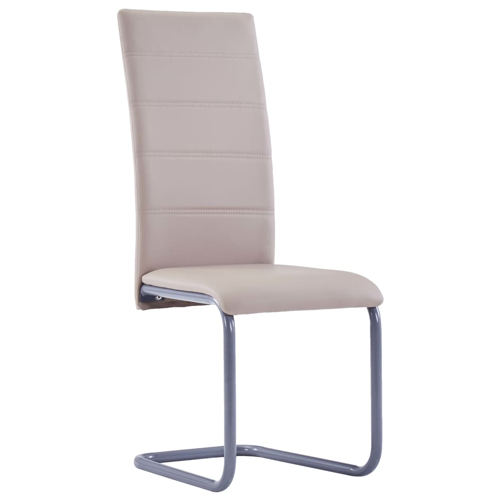 vidaXL Krzesła stołowe, wspornikowe 4 szt., cappuccino, sztuczna skóra