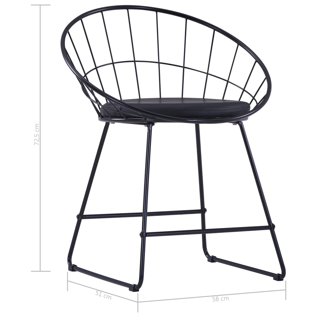 vidaXL Krzesła z siedziskami ze sztucznej skóry, 4 szt., czarne, stal