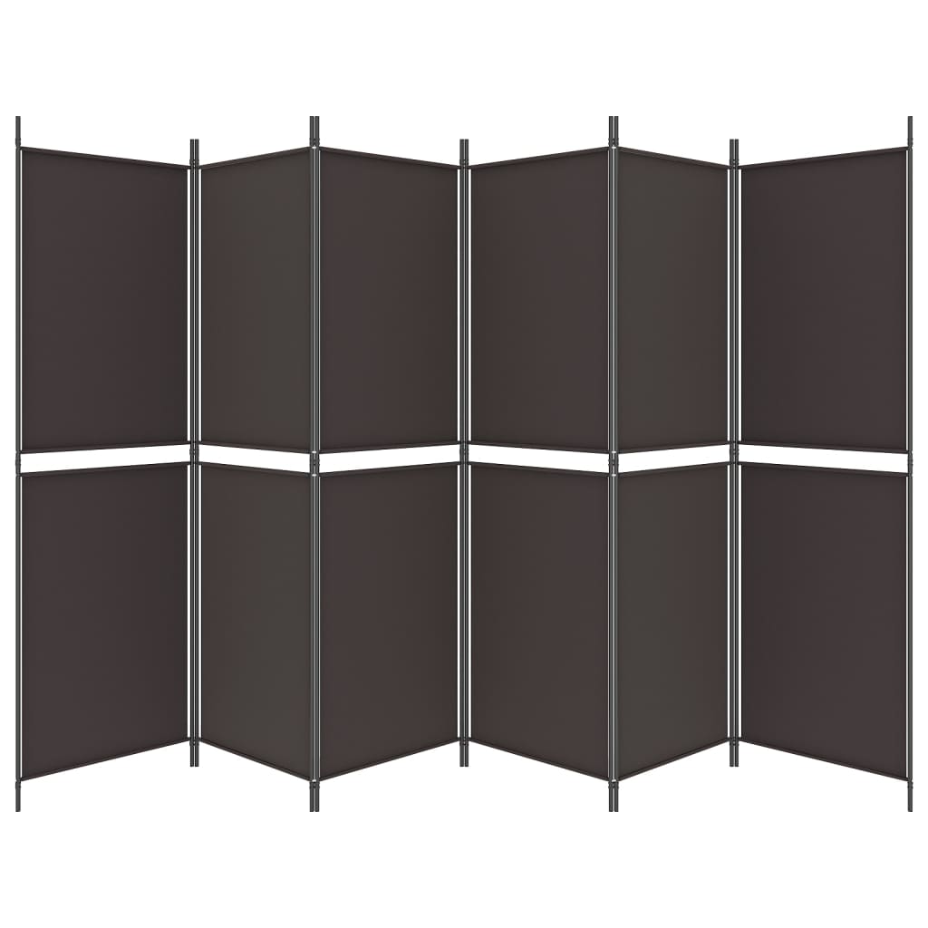 vidaXL Parawan 6-panelowy, brązowy, 300 x 180 cm, tkanina