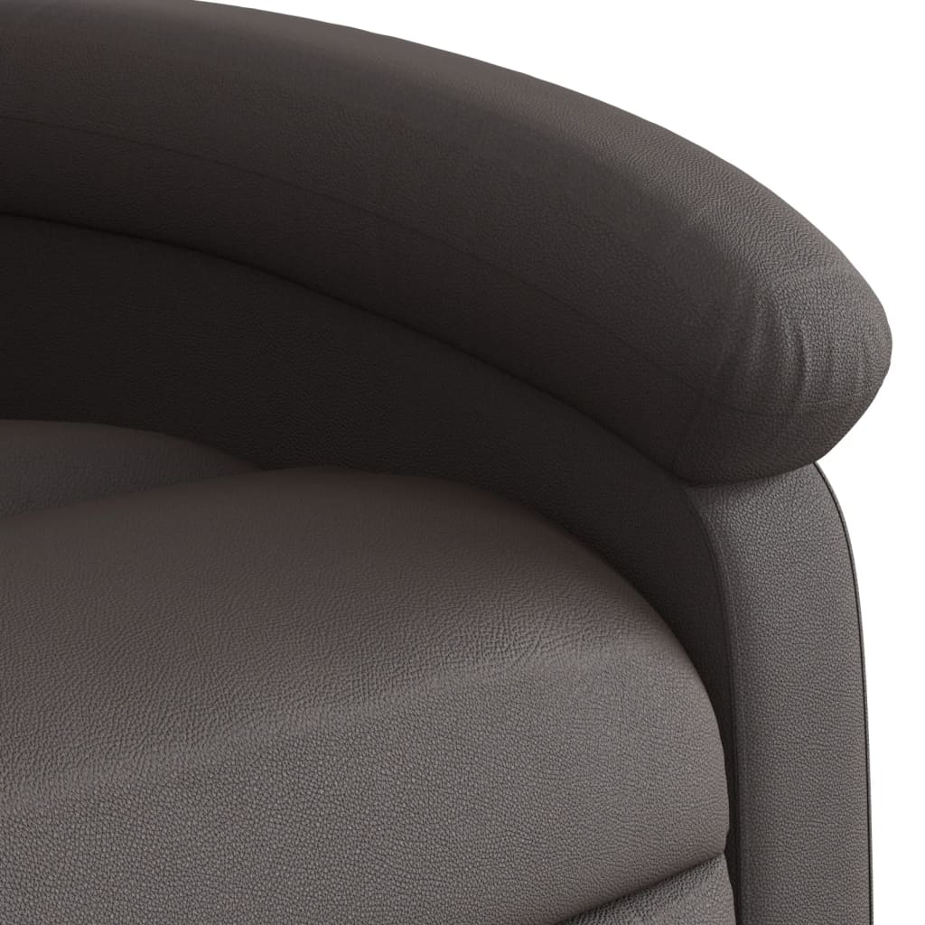 vidaXL Rozkładany fotel masujący, ciemny brąz, skóra naturalna