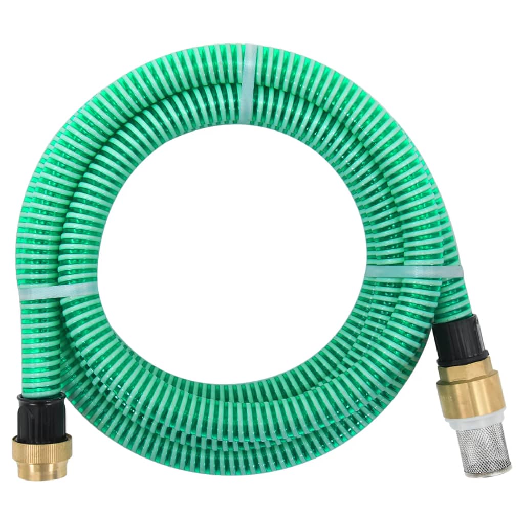 vidaXL Wąż ssący z mosiężnymi złączami, zielony, 1,1" 25 m, PVC